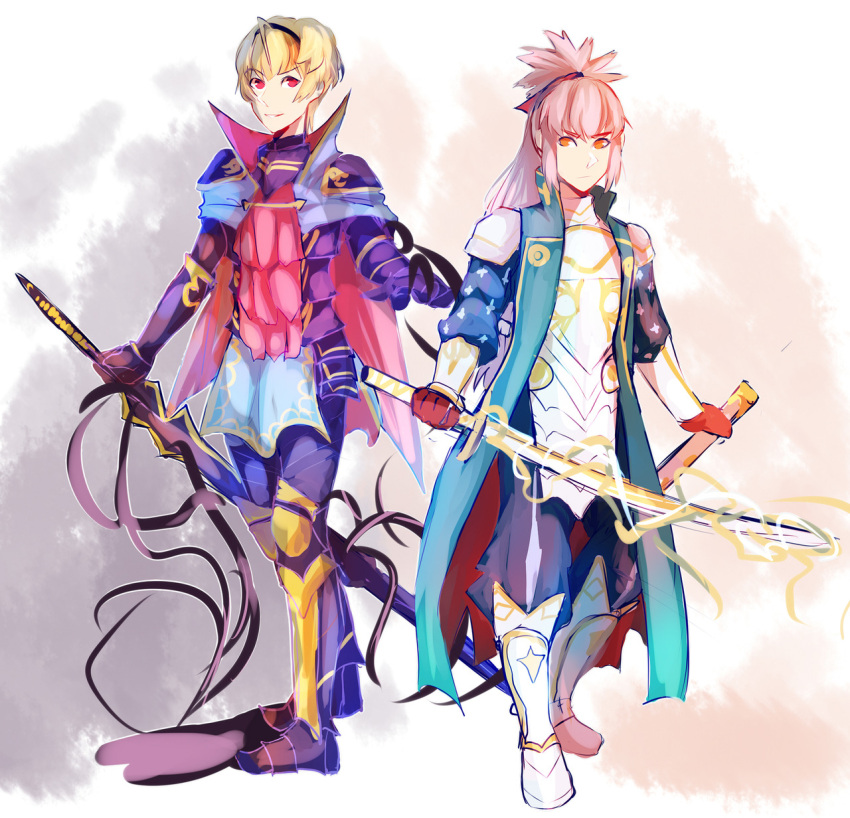 2girls, alternate_costume, blonde_hair, fire_emblem, fire_emblem_fates, grey_hair, hair_ribbon, high_ponytail