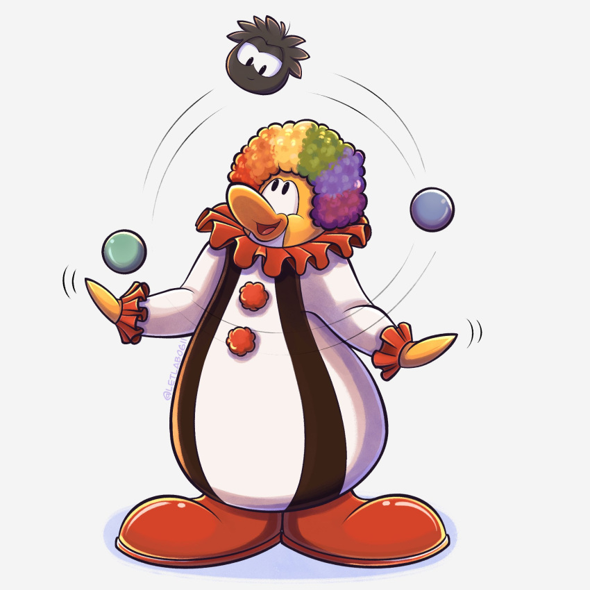 1boy, afro, black_fur, clown, club_penguin, furry, furry_male, highres