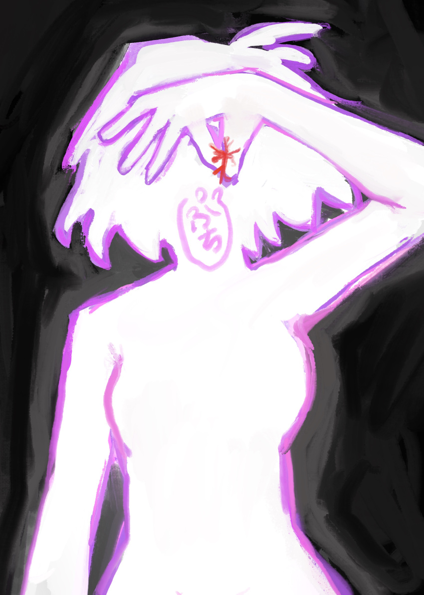 1girl, absurdres, antenna_hair, arcueid_brunestud, arcueid_brunestud_(luminous_body), black_background, blood, blood_splatter