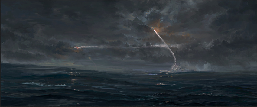 battle, clouds, commentary, cotact147, dark_cloud, destroyer, highres, military