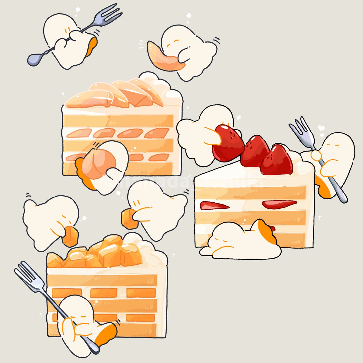cake, commentary_request, floating, food, food_focus, fork, fruit, ghost