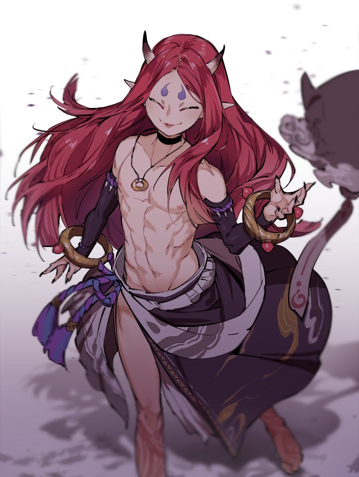 1boy, abs, arm_up, armband, bare_pectorals, bare_shoulders, bishounen, black_choker