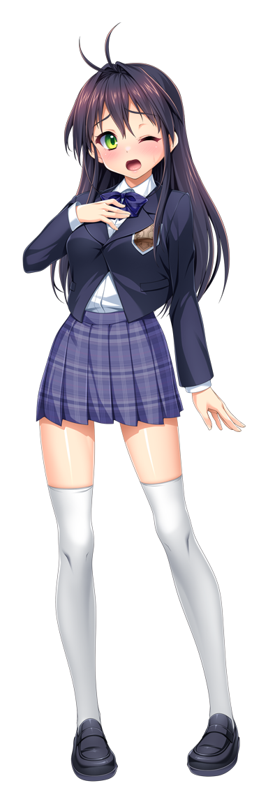 1girl, ;o, aikawa_haruno, antenna_hair, black_hair, black_jacket, blazer, blue_bow