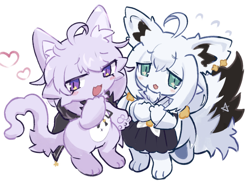 :3, :d, animal_ears, aqua_eyes, black_skirt, cat_ears, cat_tail, commentary_request