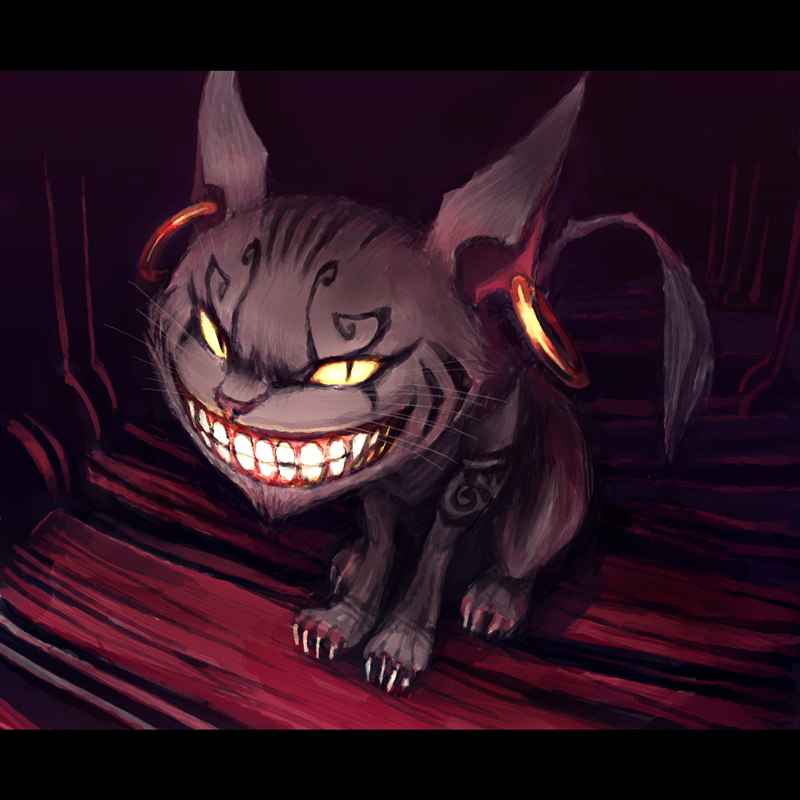alice_in_wonderland, american_mcgee's_alice, bad_id, cat, cheshire_cat, chesire_cat, earrings, grin