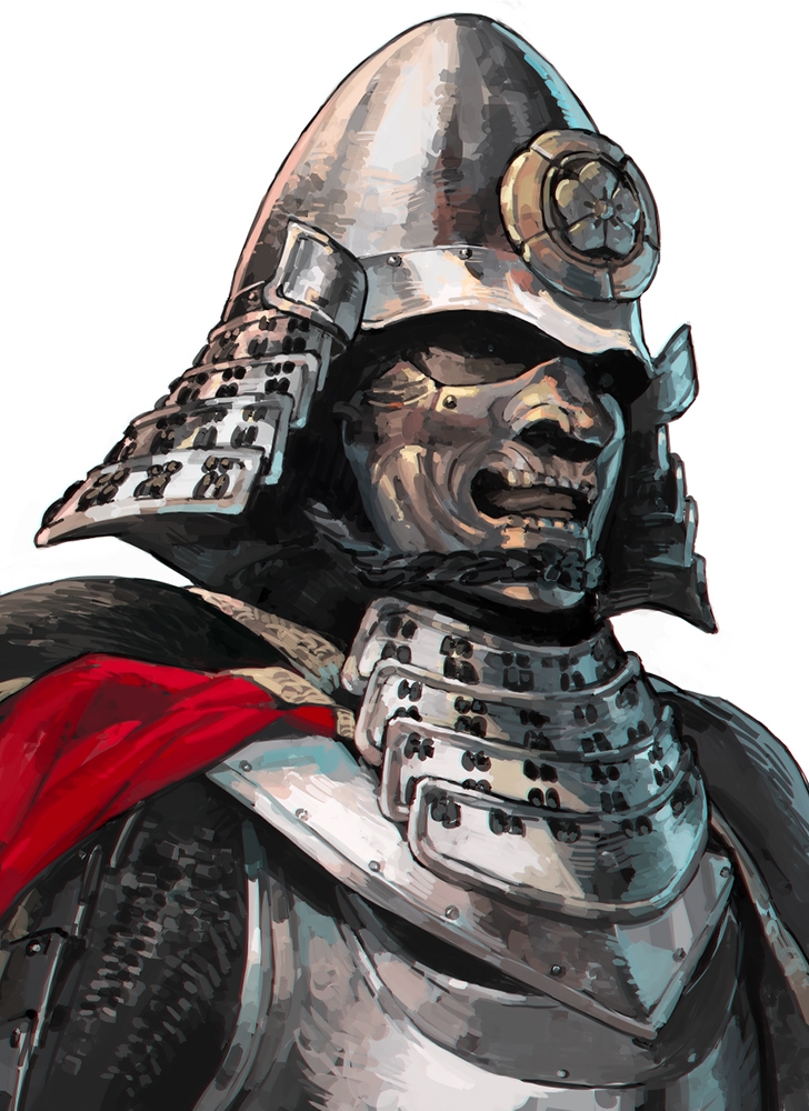 1other, aoin, armor, black_rope, commentary_request, covered_face, crest, dou