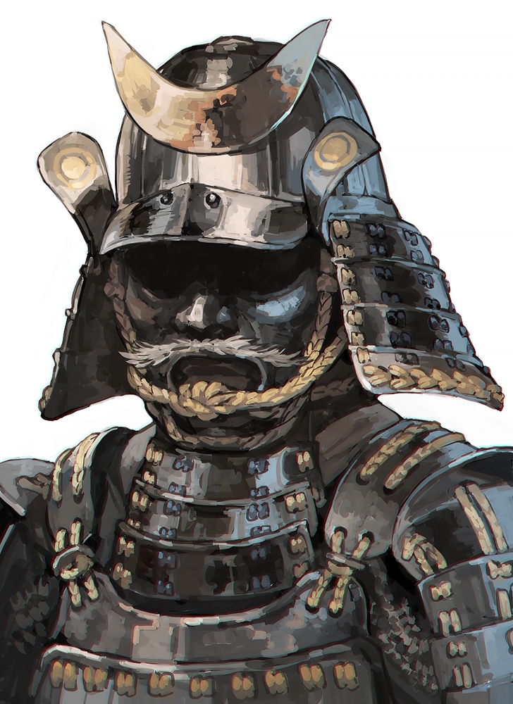 1other, aoin, armor, black_armor, commentary_request, covered_face, crest, dou