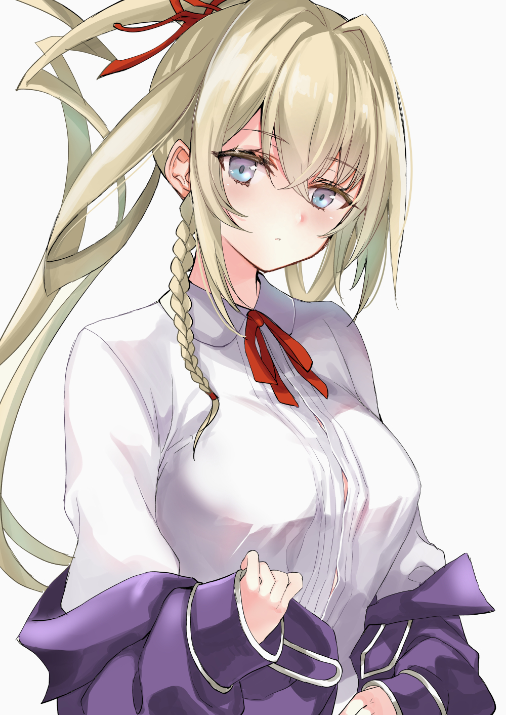 1girl, atoshi, blonde_hair, blue_eyes, blush, braid, closed_mouth, eyelashes