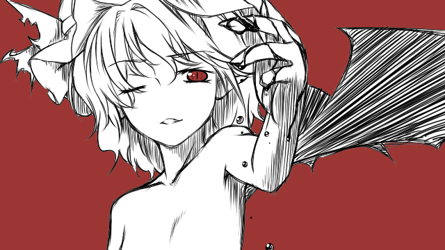 blood, hat, herio, monochrome, no_nose, nude, outstretched_arm, red_eyes