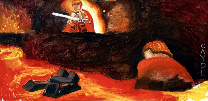 2boys, anakin_skywalker, bisected, blue_lightsaber, brown_hair, brown_pants, brown_robe, caydeplanet