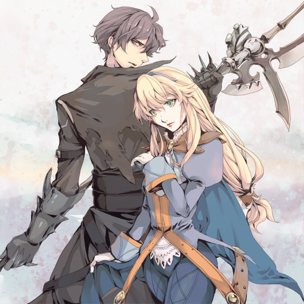 1girl, black_gloves, black_hair, blonde_hair, brown_eyes, clarissa_arwin, coat, felius_arwin
