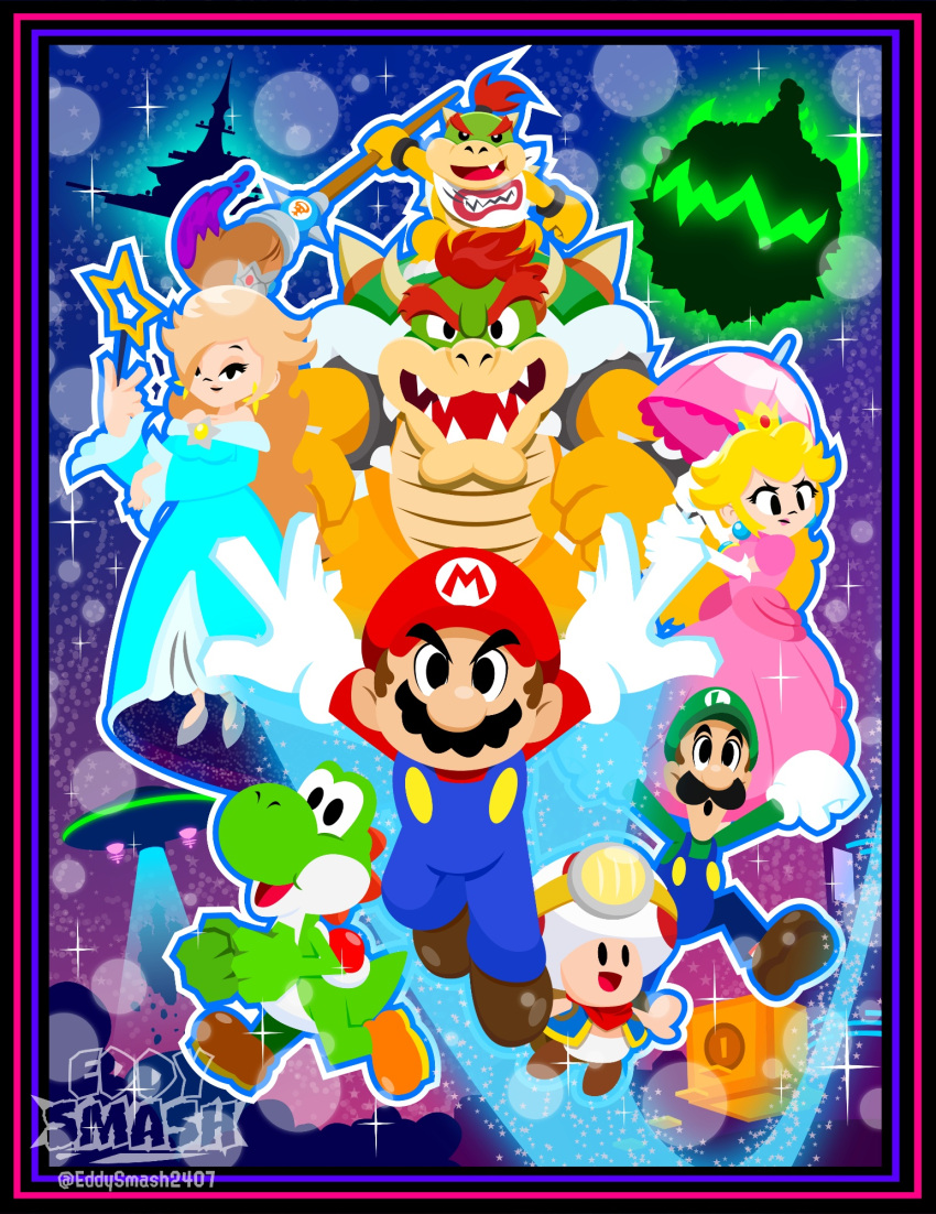 armlet, bowser, brown_shoes, eddysmash2407, gloves, green_hat, green_shirt, hat