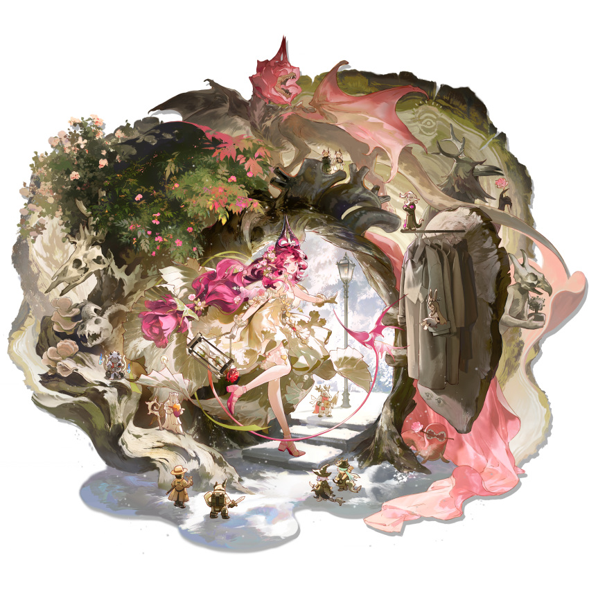 1girl, absurdres, ahoge, ambience_synesthesia, amiya_(arknights), amiya_(demon_king)_(arknights), animal_skull, arknights