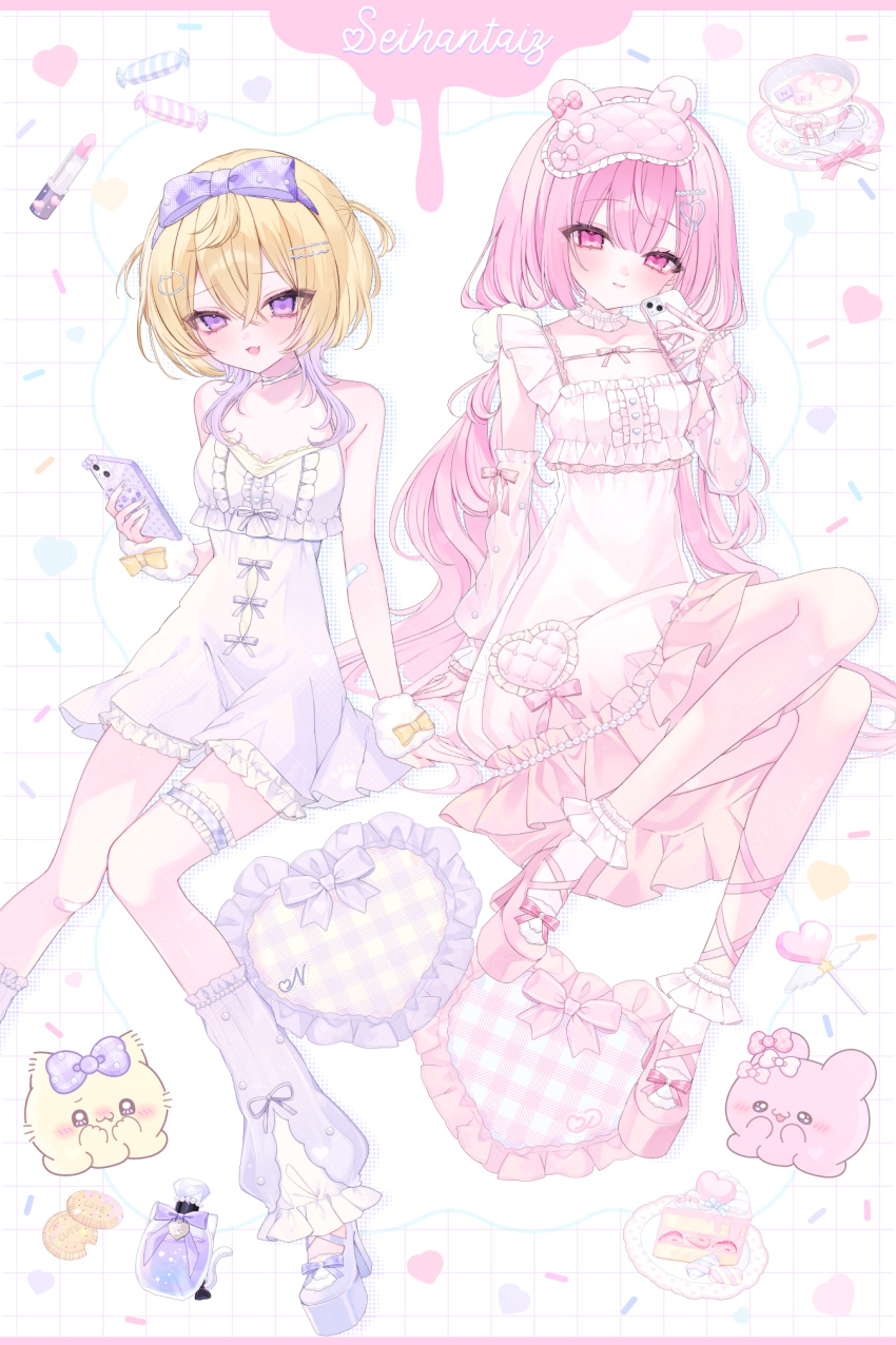 2girls, :d, bandaid, bandaid_on_arm, bandaid_on_knee, bandaid_on_leg, bibi-chan_(x_127x), blonde_hair