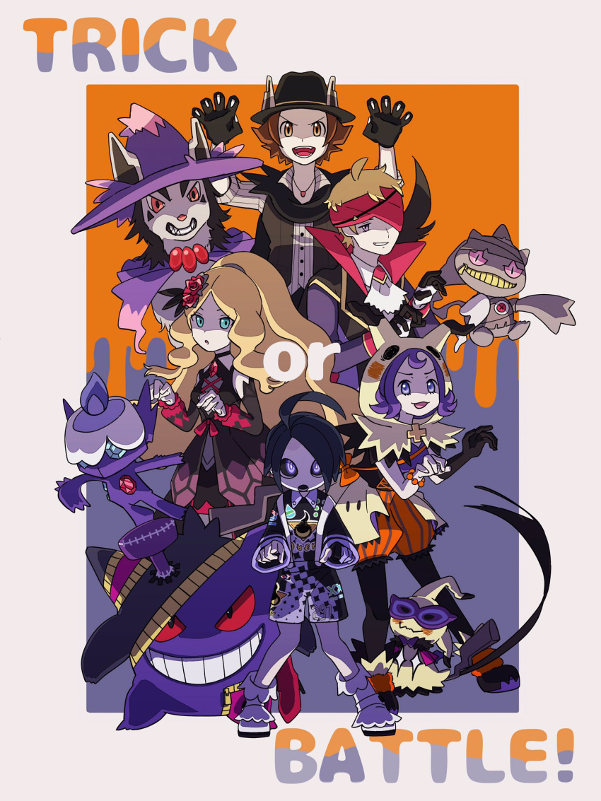 :d, :o, ahoge, allister_(pokemon), banette, banette_(cosplay), black_dress, black_gloves