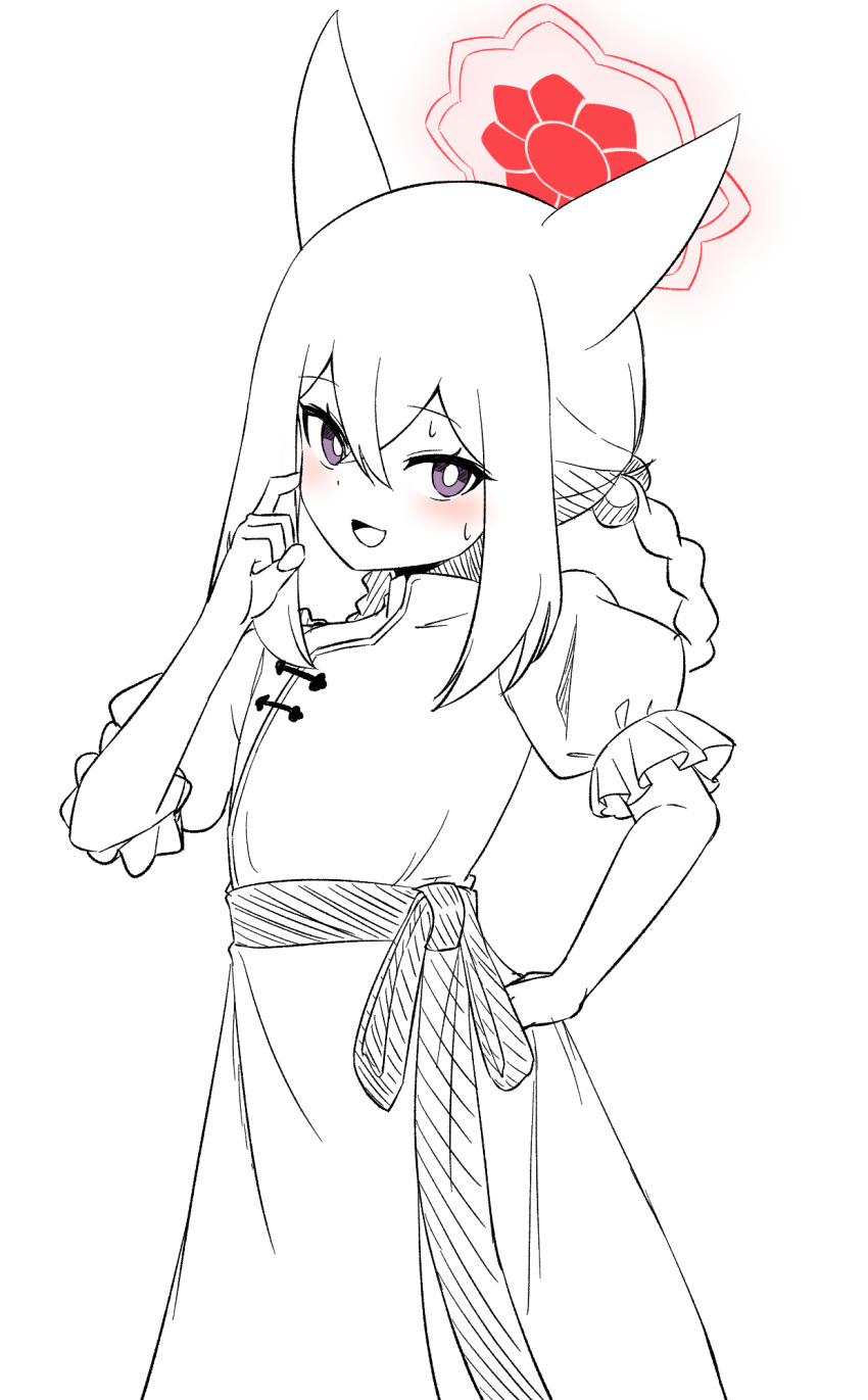 1girl, aged_down, animal_ears, blue_archive, chinese_clothes, commentary_request, fox_ears, fox_girl
