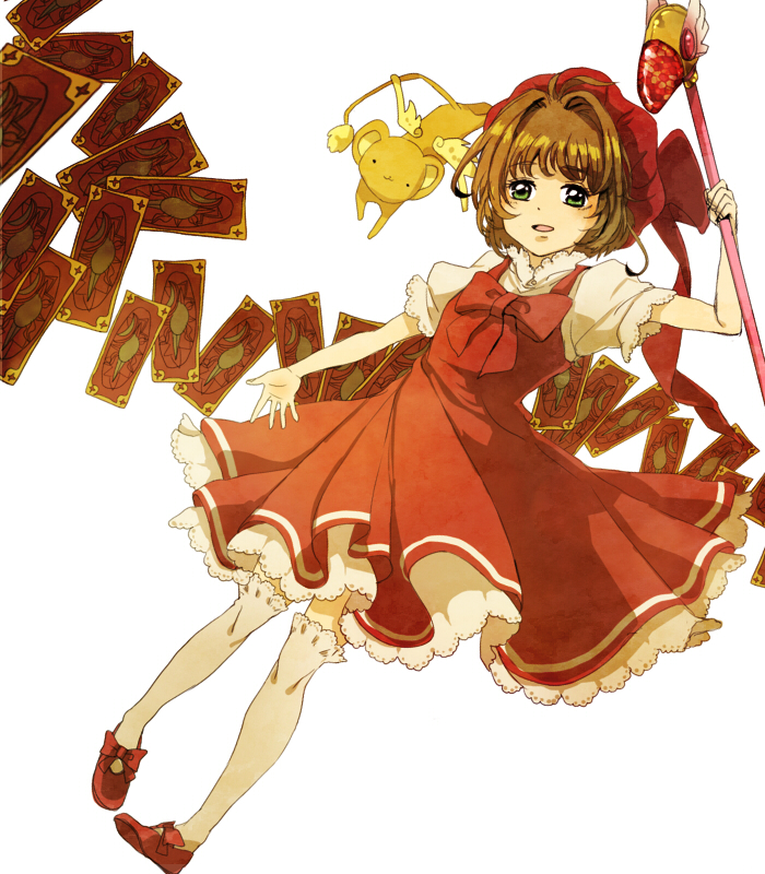 card, card_captor_sakura, cardcaptor_sakura, cards, clow_card, dress, floating_card, fuuin_no_tsue