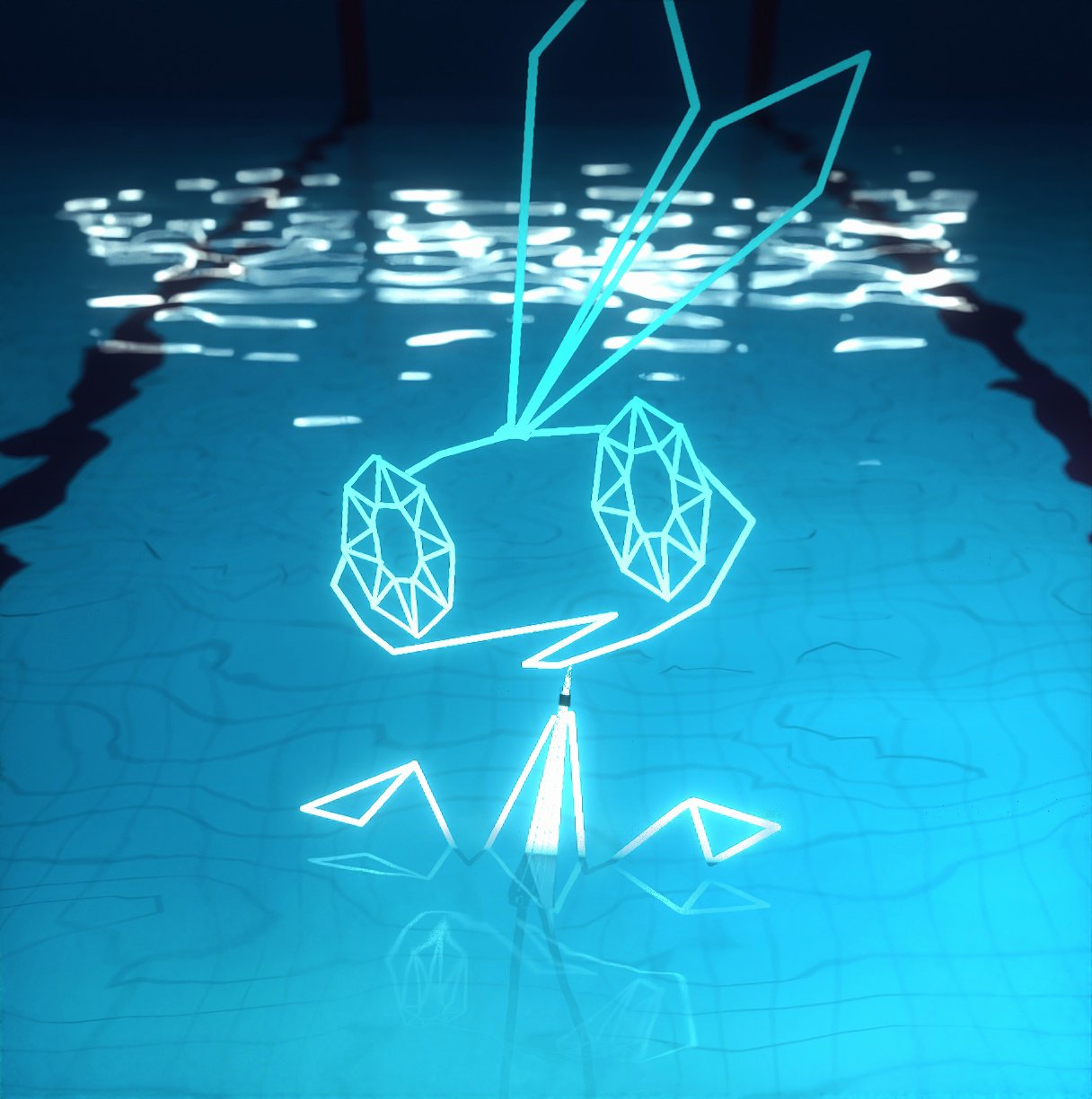 1girl, animal_ears, commentary, english_commentary, glowing, highres, in_water, p.carredo