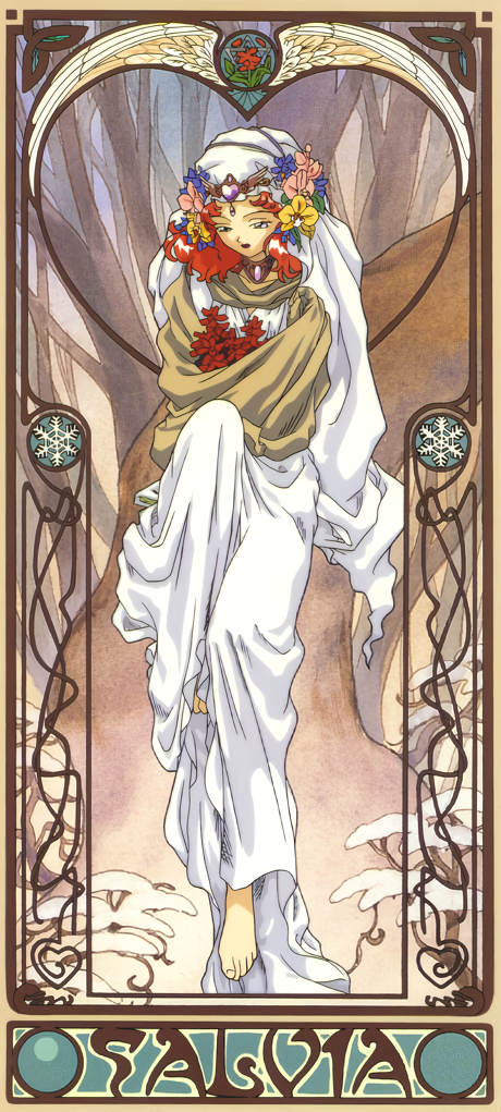 1990s_(style), 1girl, ai_tenshi_densetsu_wedding_peach, art_nouveau, barefoot, border, choker, flower