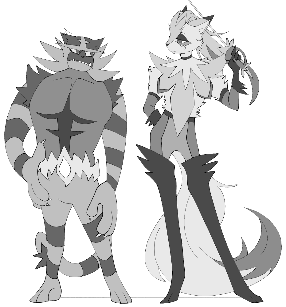 2boys, body_fur, boots, cat, cat_boy, commentary, design_speculation, drawfee