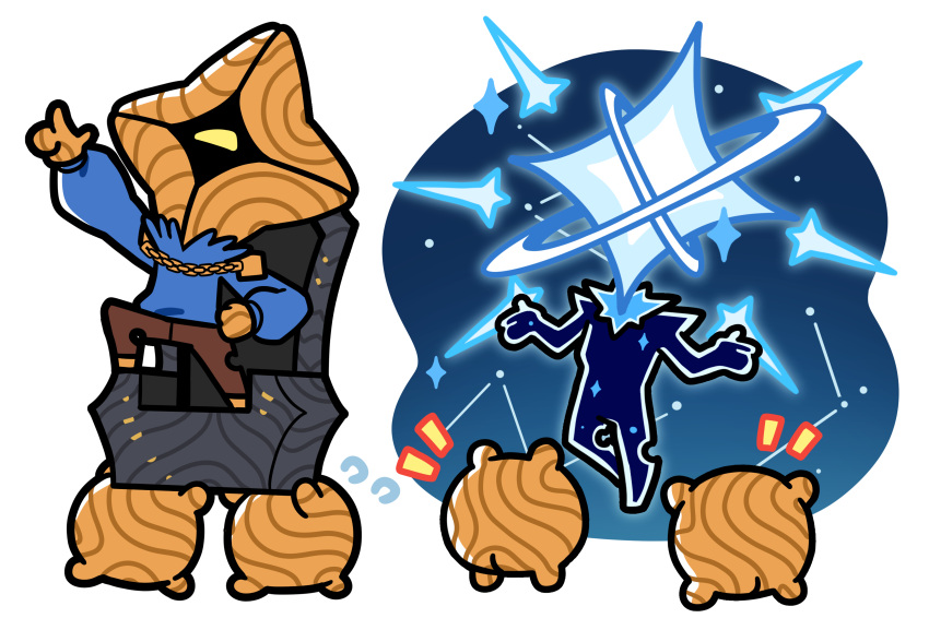 1other, absurdres, blue_shirt, brown_pants, chibi, chibi_only, commentary, constellation