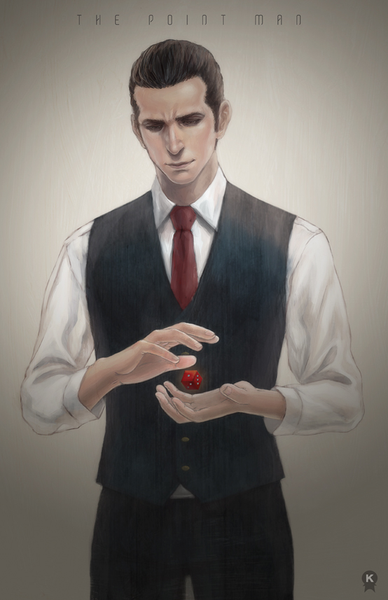 arthur_(inception), black_hair, dice, fundoshi_(tofupoid), inception, male, necktie, realistic