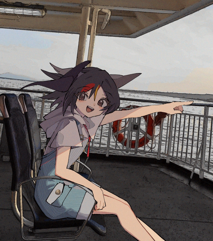 1girl, barn_swallow_(kemono_friends), bird_girl, bird_wings, black_hair, brown_eyes, chair, commentary_request