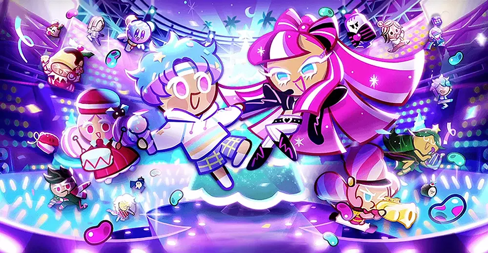 angel_lightstick, bell, belt, blue_hair, blush, boots, bow-shaped_hair, carol_cookie