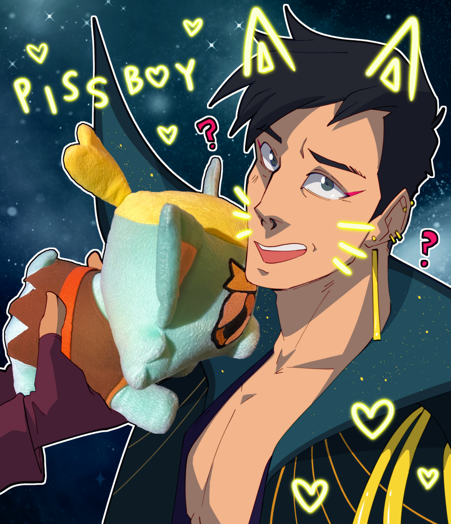 1boy, 1girl, ?, black_hair, drawfee, drawn_ears, drawn_whiskers, drawtectives