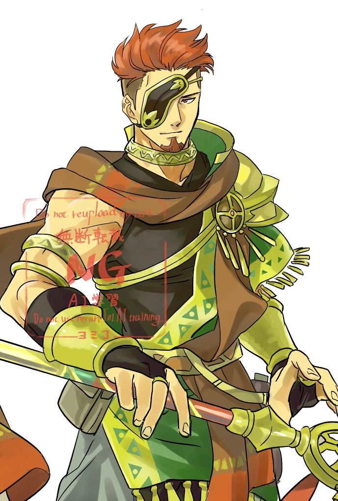 1boy, armlet, armor, eyepatch, facial_hair, fire_emblem, fire_emblem_echoes:_shadows_of_valentia, fire_emblem_heroes