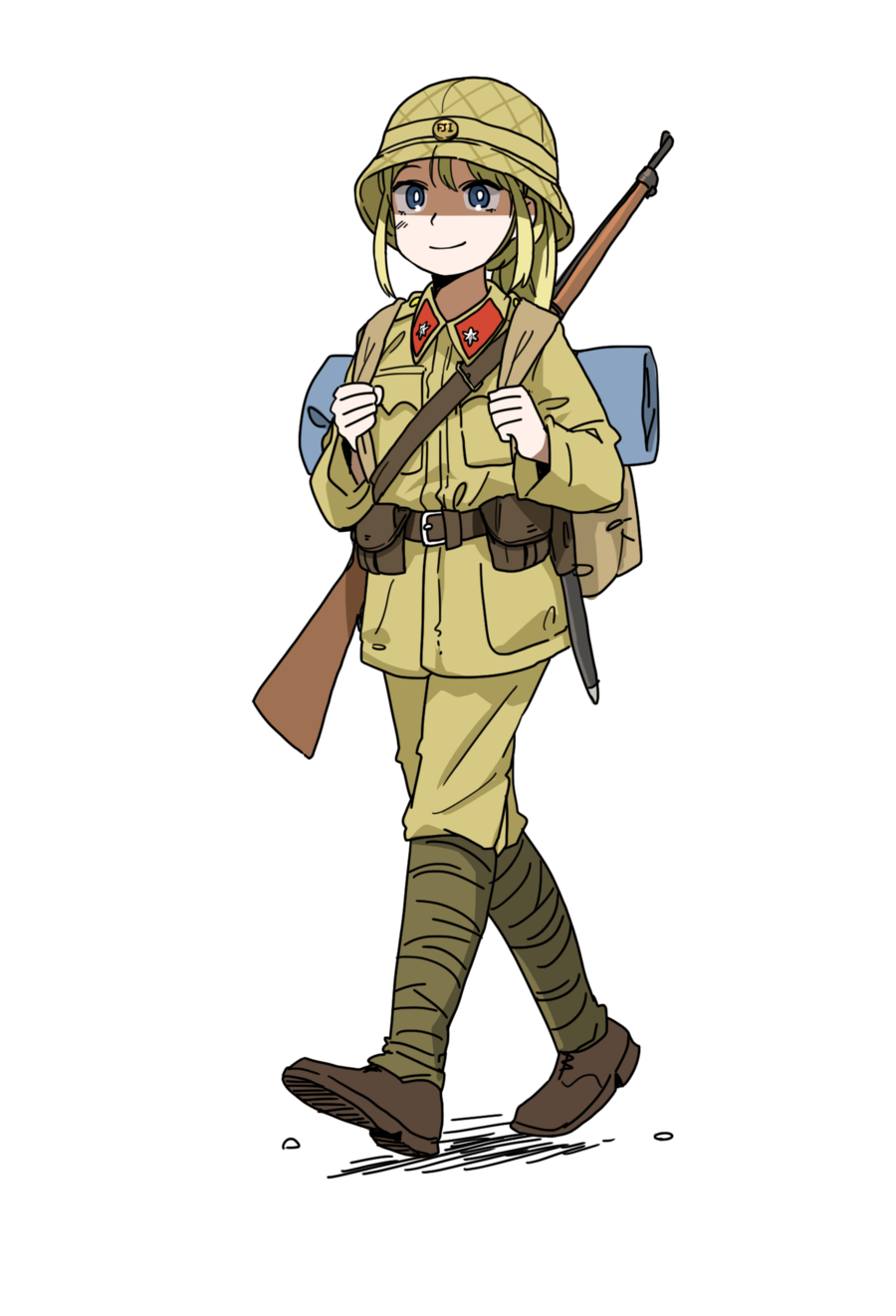 1girl, ammunition_pouch, anyan_(jooho), austro-hungarian_army, blonde_hair, blue_eyes, bolt_action, boots
