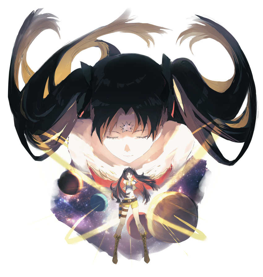 absurdres, bel_maana_(fate), black_hair, boots, eva_0314, facial_mark, fate/grand_order, fate_(series)