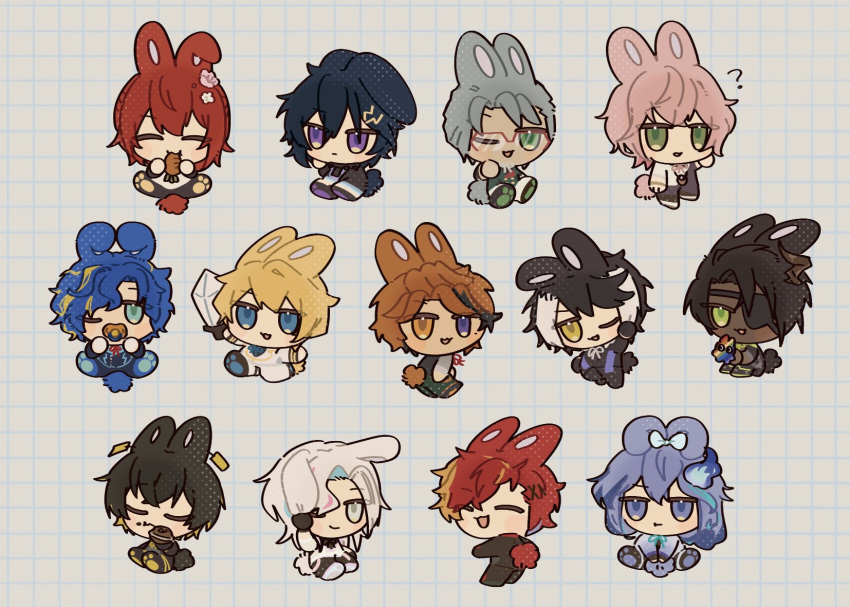 6+boys, :3, :t, ?, alternate_animal_ears, animal_ears, aragami_oga, aragami_oga_(1st_costume)