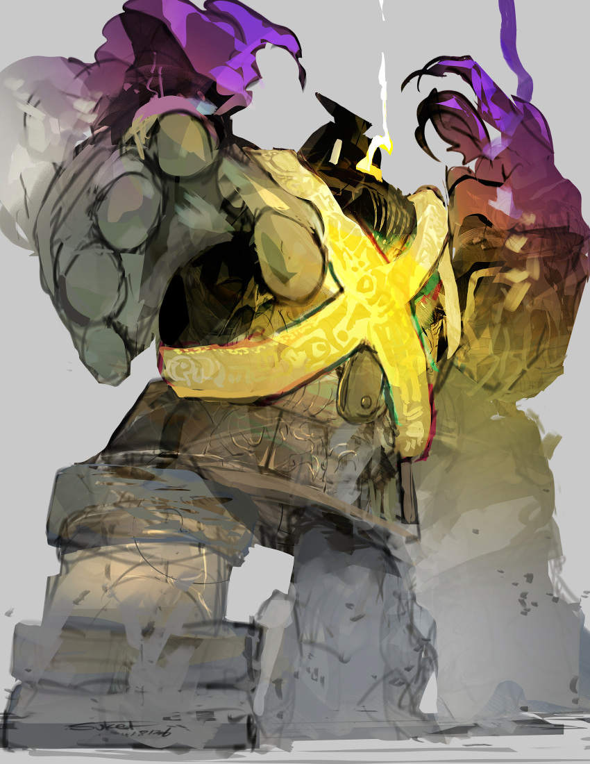 1other, absurdres, aqua_skin, colored_sclera, colored_skin, eye_trail, full_body, golem, golurk, highres, light_trail, looking_at_viewer, mega_golurk, mega_pokemon, other_focus, pokemon, pokemon_(creature), pokemon_focus, solo, sukepmonster, yellow_eyes, yellow_trim