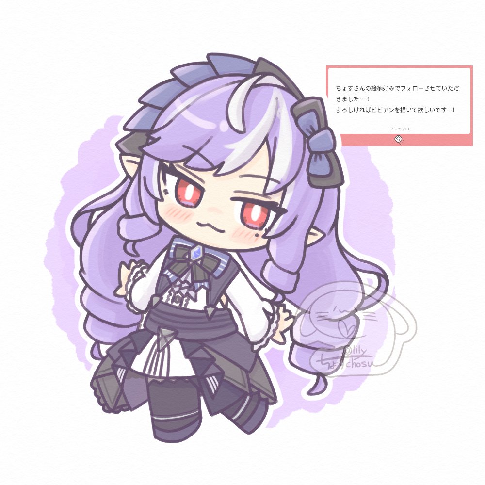 1girl, blush, bow, chibi, chibi_only, dress, drill_hair, gem