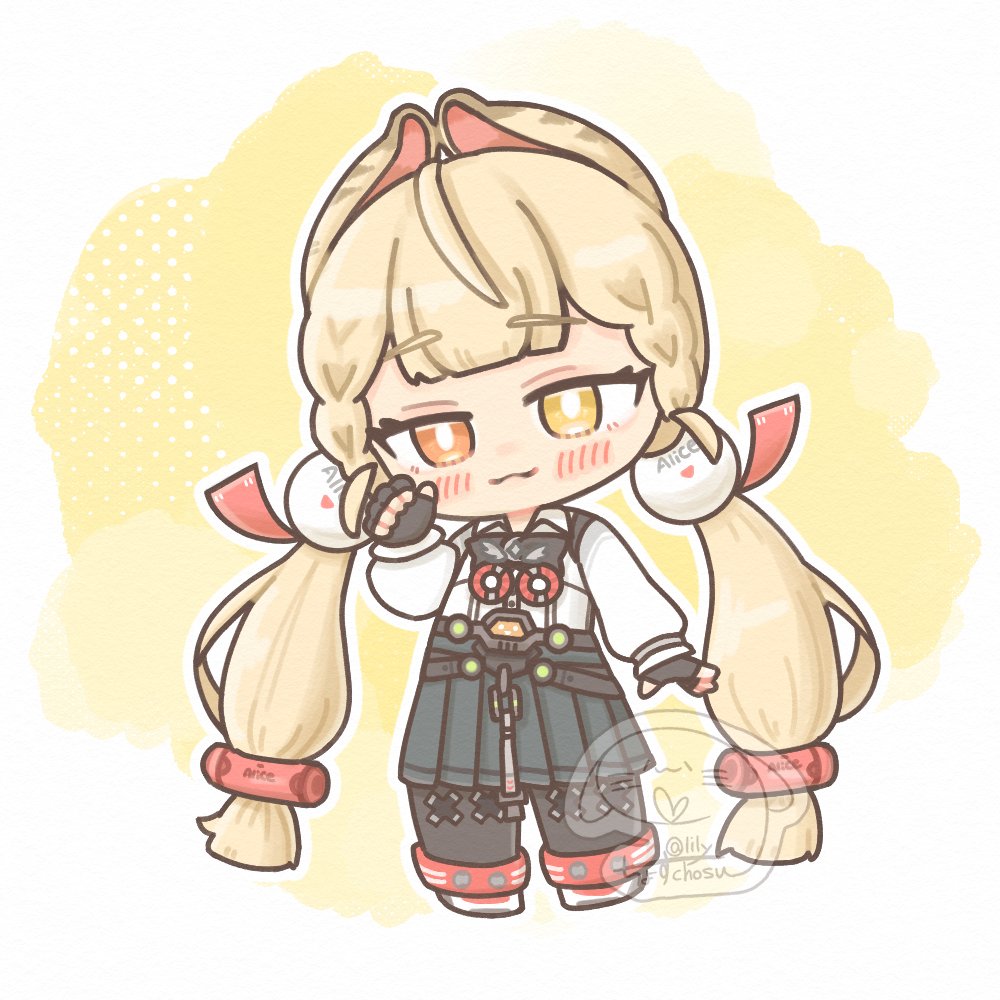 1girl, alice_thymefield, animal_ears, blonde_hair, blush, chibi, chibi_only, hair_ornament