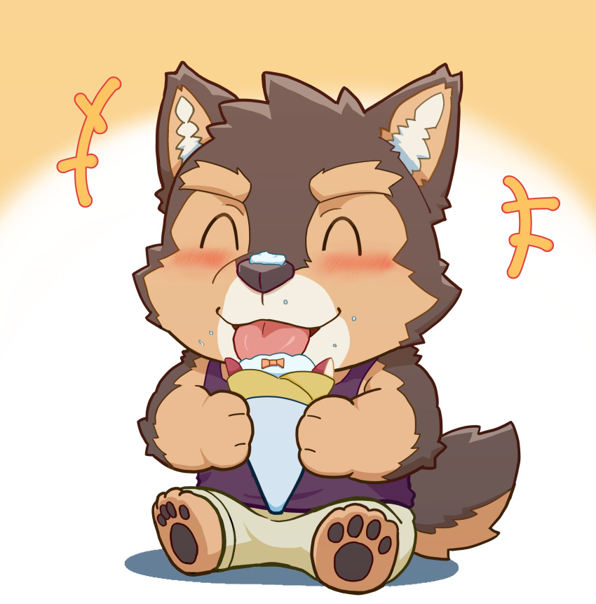 1boy, absurdres, animal_ears, barefoot, blush, brown_shorts, chibi, chibi_only