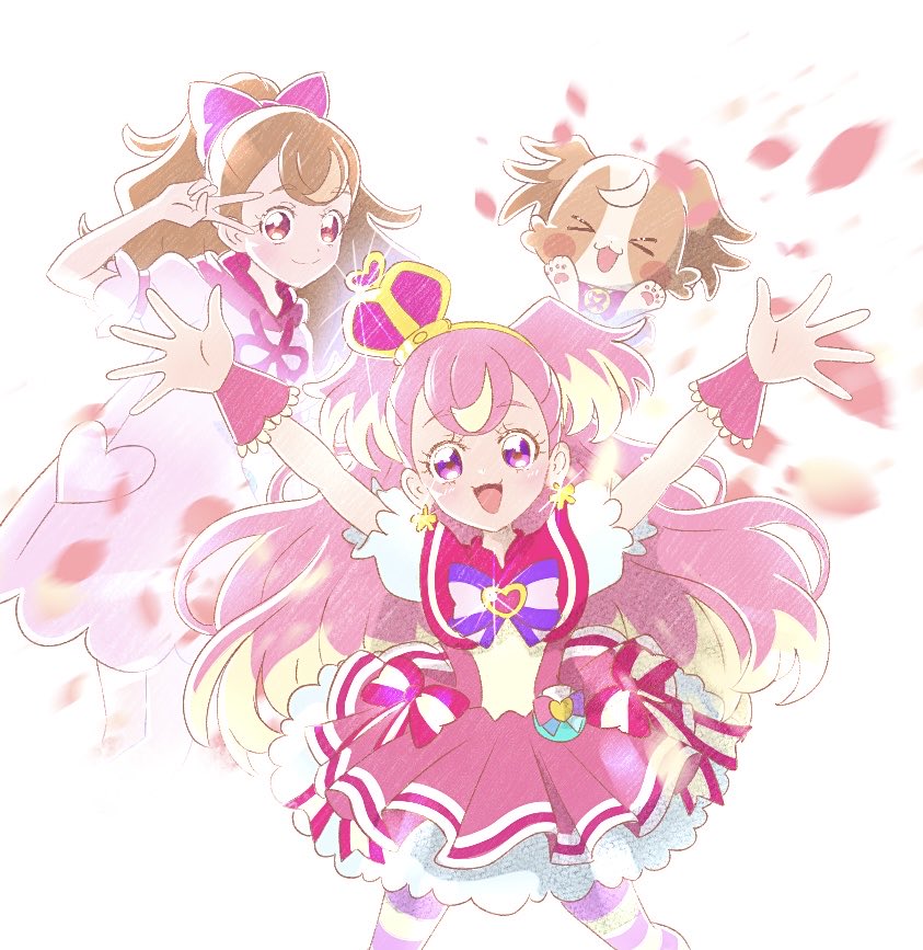 >_<, 1girl, arched_crown, bow, brooch, brown_hair, commentary_request, crown