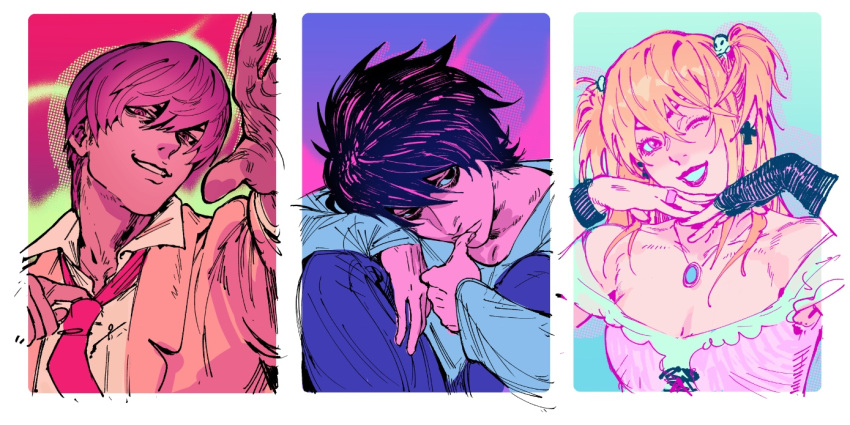 amane_misa, bags_under_eyes, commentary, cross, cross_earrings, death_note, earrings, english_commentary