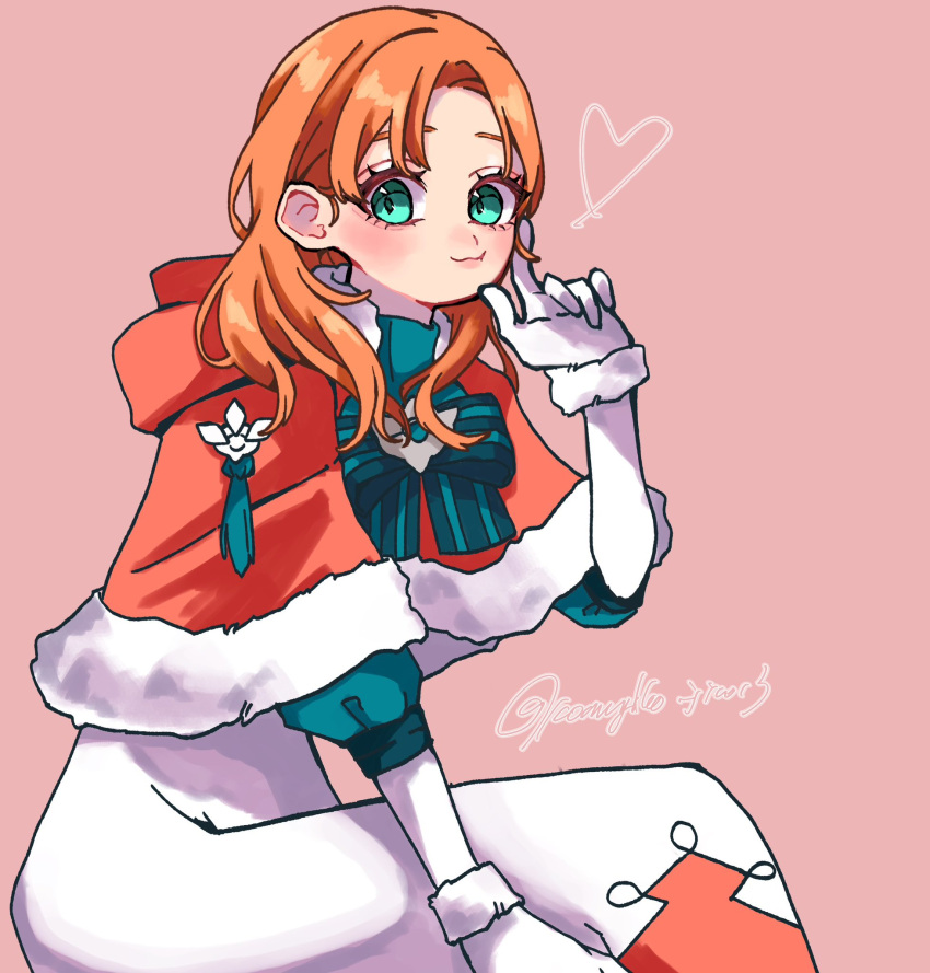 1girl, :3, annette_fantine_dominic, artist_name, capelet, closed_mouth, commentary, dress