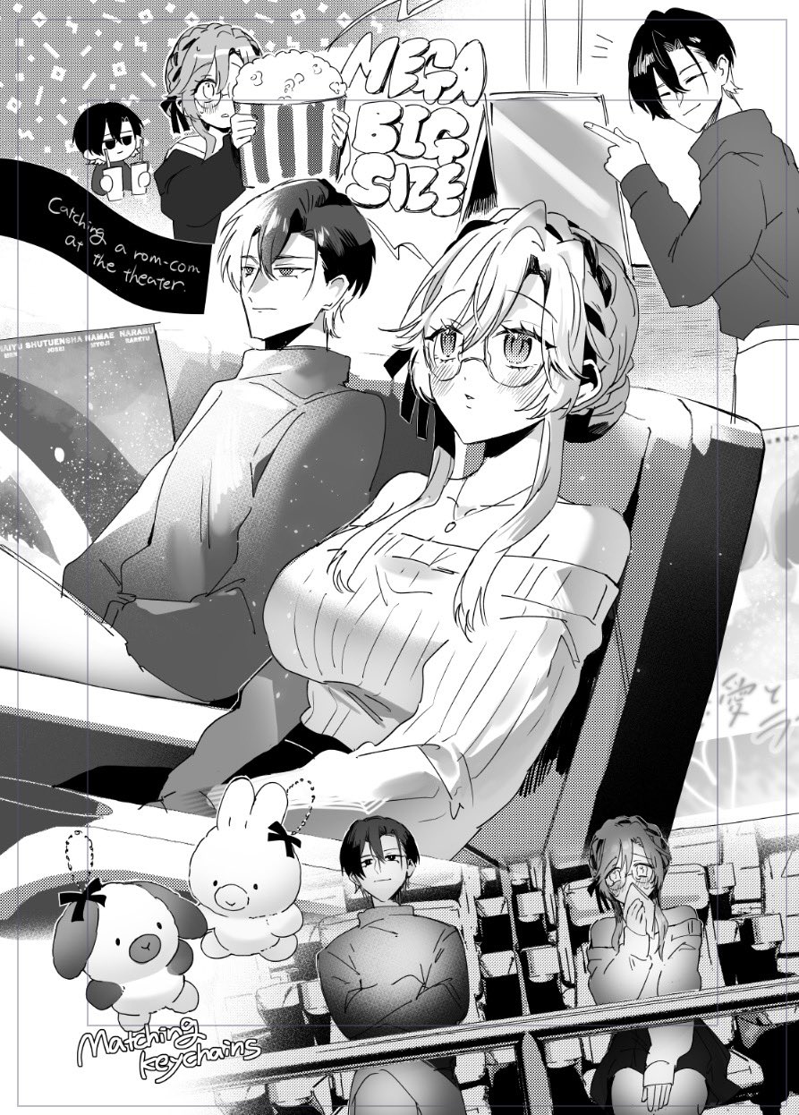 1boy, 1girl, ade_(maid_in_spring)_(nikke), ade_(nikke), bare_shoulders, blush, braid, bun_with_braided_base