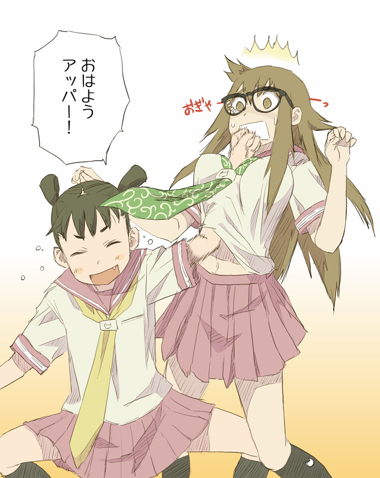 artist_request, black_hair, blush, bouncing_breasts, breasts, brown_eyes, brown_hair, character_request