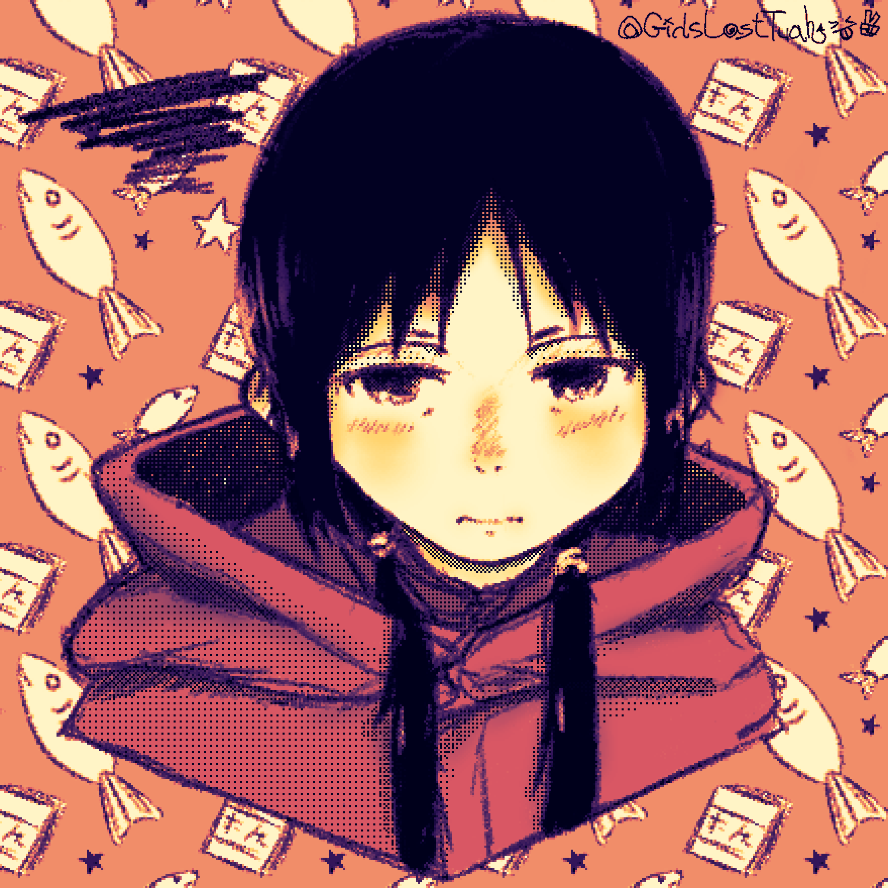 1girl, artist_name, black_hair, blush, chito_(shoujo_shuumatsu_ryokou), closed_mouth, commentary, cropped_shoulders