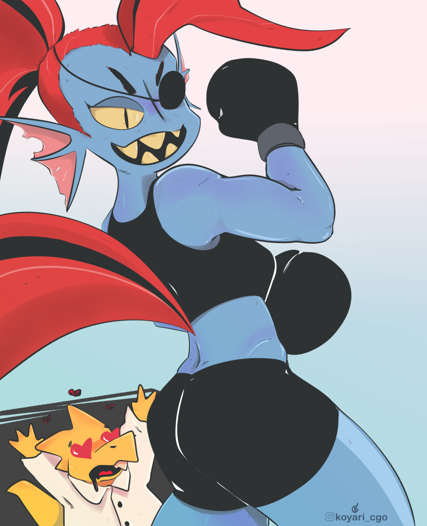 2018, 2d, 2girls, absurdres, alphys, animal_nose, anthro, aqua_background