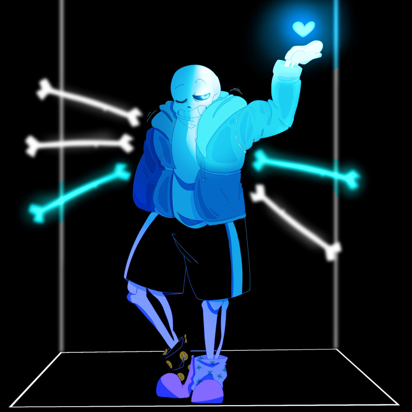 1:1, 1boy, 2023, 2d, black_background, black_shorts, black_socks, blue_eyes