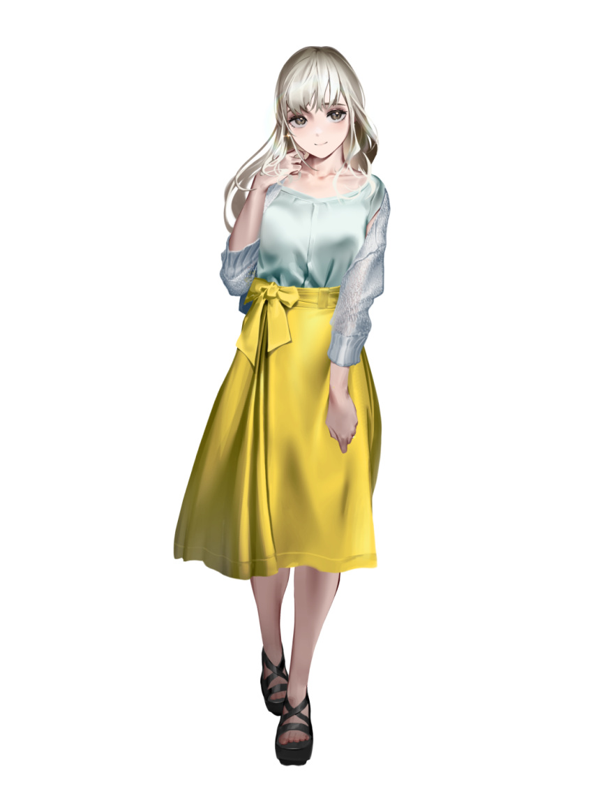 1girl, grey_eyes, highres, mapyuhin_za_puremiyamu, original, simple_background, skirt, solo