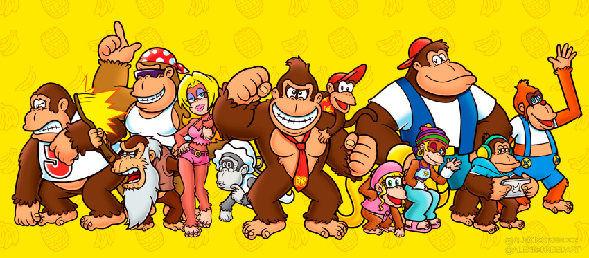 4girls, 6+boys, alexiscreed, blonde_hair, brown_hair, candy_kong, character_request, chunky_kong