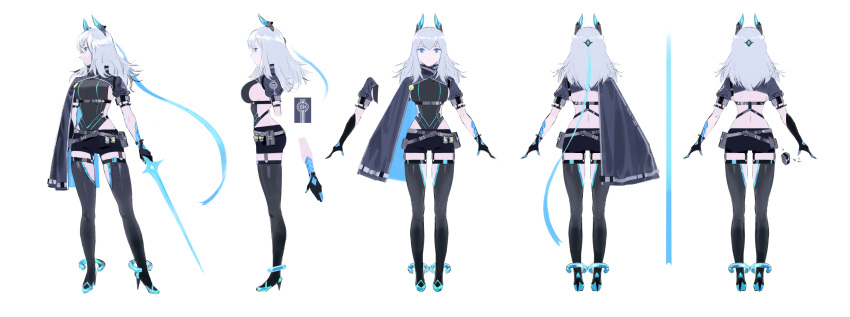 absurdres, artist_request, badge, blue_eyes, boots, breasts, button_badge, grey_hair