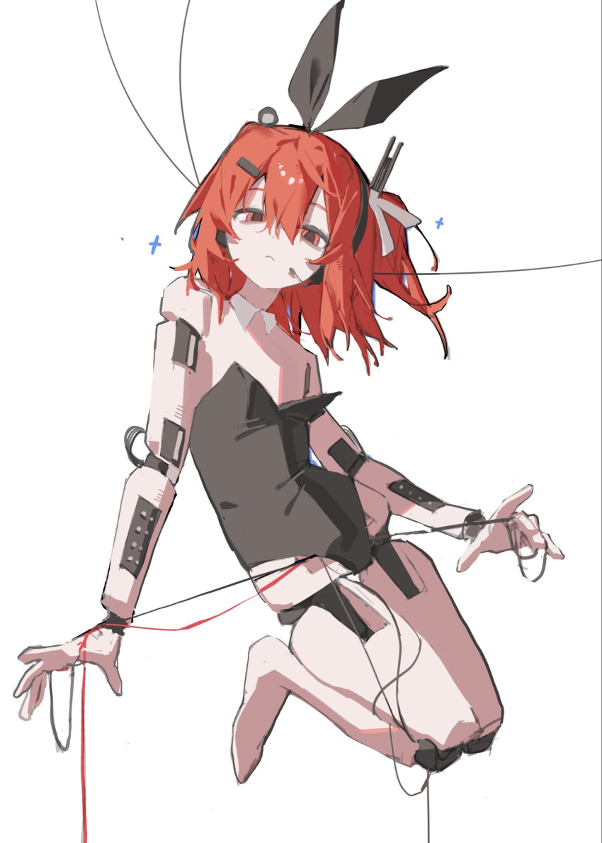1girl, a.i._voice, adachi_rei, android, animal_ear_hairband, animal_ears, black_leotard, bow