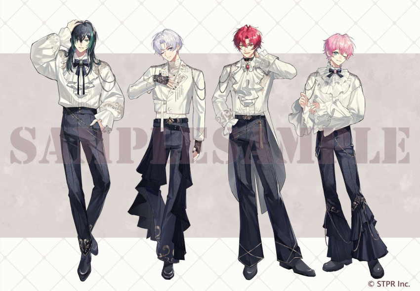 4boys, ;), aiguillette, alternate_costume, arcobale_6, arm_at_side, ascot, bell-bottoms